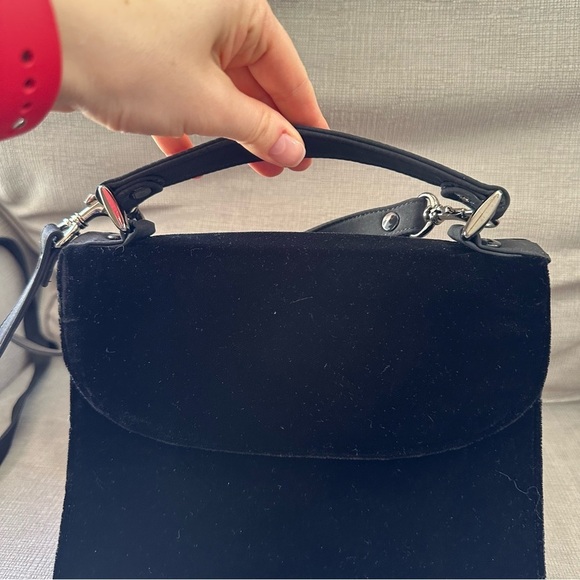 Vintage 1990s velvet evening bag Black Clutch Crossbody Bag - Picture 6 of 9